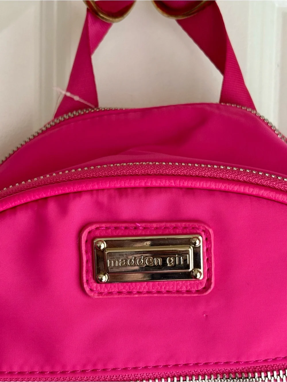 Madden Girl Hot Pink Mini Backpack with Silver Hardware
